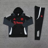 24/25 Manchester United Hooded Long Sleeved Black 1:1 Training suit