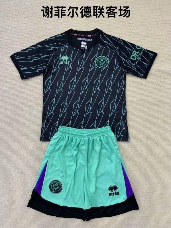 Sheffield United Wanderers Away Kids Kits 1:1 Quality Soccer Jersey 24/25