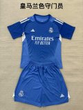 Real Madrid Goalkeeper Blue Kids Kits 1:1 Quality Soccer Jersey 25/26