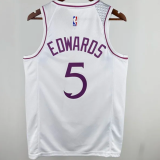 Timberwolves EDWARDS #5 White 1:1 Quality NBA Jersey 24/25