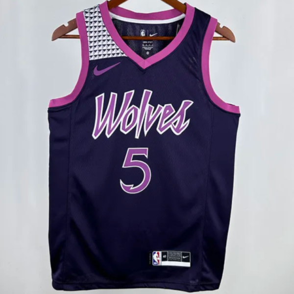 Timberwolves EDWARDS #5 Black 1:1 Quality NBA Jersey 24/25