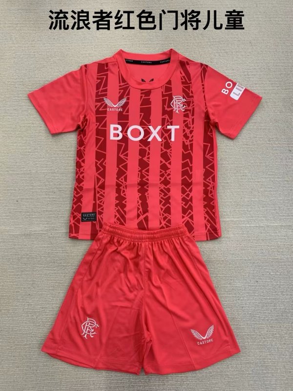 Rangers Goalkeeper  Red Kids KIits 1:1 Soccer Jersey 24/25