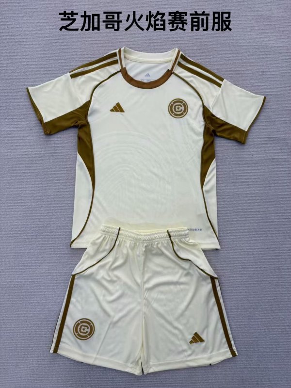 Chicago Fire FC Pre match uniform Kids 1:1 Quality Soccer Jersey 25/26