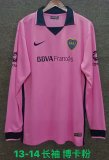 Boca Away Long Sleeve Pink Fans 1:1 Quality Retro Soccer Jersey 2013/2014