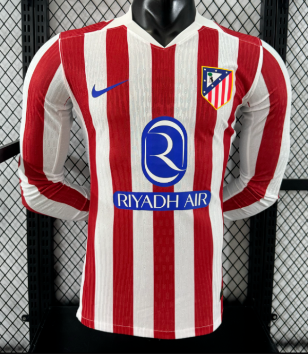Atlético de Madrid Home Long Sleeve Player 1:1 Quality Soccer Jersey 25/26