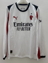 AC Milan Away Long Sleeve Fans 1:1 Quality Soccer Jersey 25/26