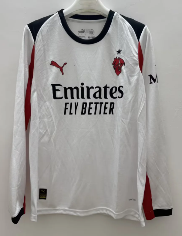 AC Milan Away Long Sleeve Fans 1:1 Quality Soccer Jersey 25/26