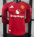 Manchester United Home Long Sleeve Player 1:1 Quality Soccer Jersey 25/26