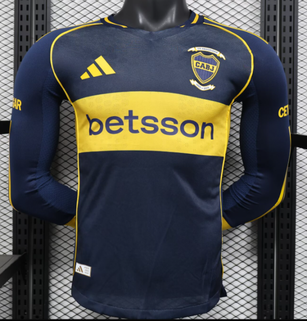 Boca Home Long Sleeve Player 1:1 Quality Soccer Jersey 25/26