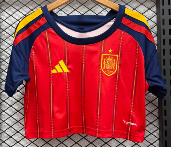 Spain Home Women Crop Fans 1:1 Quality Soccer Jersey 26/27（2026）