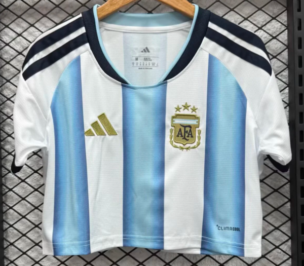 Argentina Home Women Crop Fans 1:1 Quality Soccer Jersey 26/27(2026)