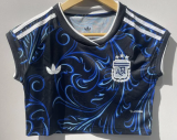 Argentina Away Women Crop Tank Fans 1:1 Quality Soccer Jersey 26/27（2026）