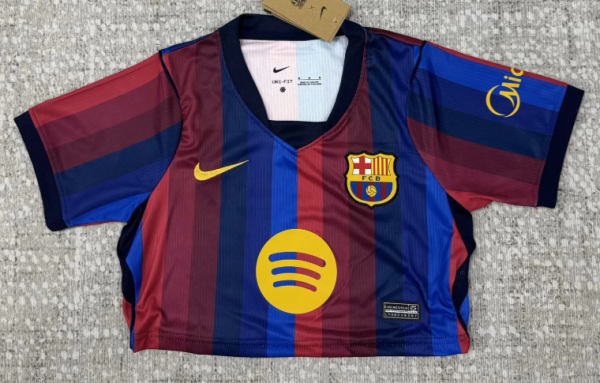 Barcelona Home Women Crop Fans 1:1 Quality Soccer Jersey 26/27