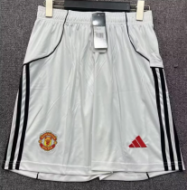 Manchester United Home White Fans 1:1 Quality Soccer Shorts 25/26