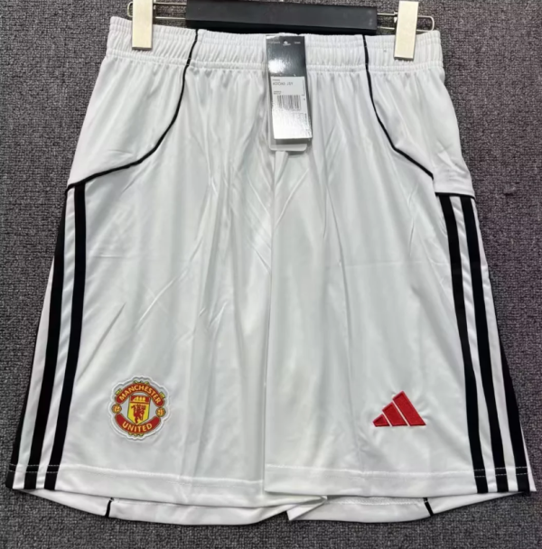Manchester United Home White Fans 1:1 Quality Soccer Shorts 25/26