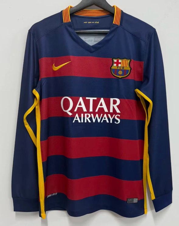 Barcelona Home Long Sleeve Retro Fans 1:1 Quality Soccer Jersey 2014/2015