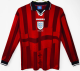 England  Away Long Sleeve Retro Fnas 1:1 Quality Retro Soccer Jersey 1998