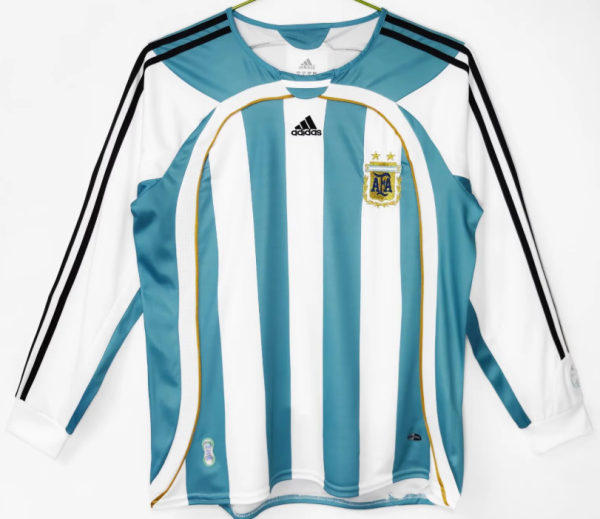 Argentina Home Long Sleeve Retro Fans 1:1 Quality Soccer Jersey 2006