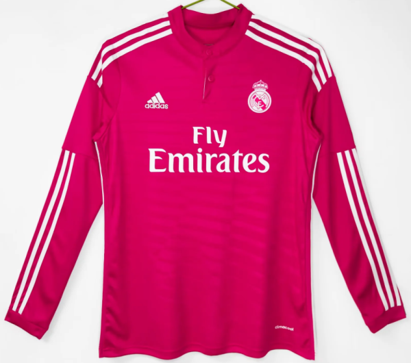 Real Madrid Away Long Sleeve Retro Fans 1:1 Quality Soccer Jersey 2014/2015