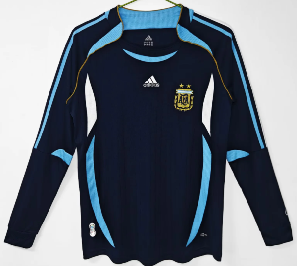 Argentina Away Long Sleeve Retro Fans 1:1 Quality Soccer Jersey 2006