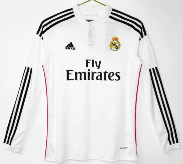 Real Madrid Home Long Sleeve Retro Fans 1:1 Quality Soccer Jersey 2014/2015