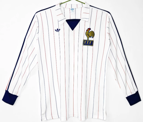 France Away Long Sleeve Retro Fans 1:1 Quality Soccer Jersey 1980/1982