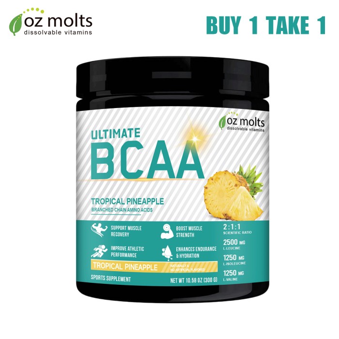 Ozmolts BCAA Supplement Powder Branched Chain Amino Acid Support Muscle Recovery Amino Acid Supplements for Women and Men Amino Acids Drink Reduce Muscles Breakdown BCAA Powder 300g