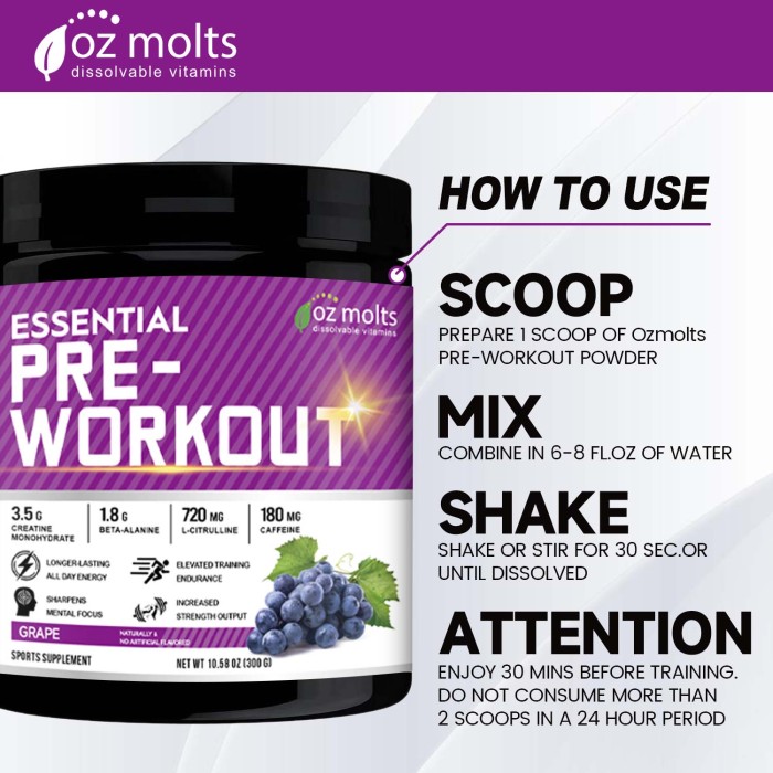 Ozmolts Pre-Workout Supplement with Creatine Monohydrate Increase Lean Muscle & Strength Pre Workout Energy Powder for Men & Women Sharpens Mental Focus Support Energy Sports Nutrition 300g Grape Flavor