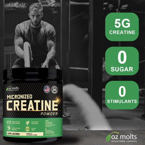 Ozmolts Creatine Monohydrate Powder Workout Recovery Supplements for Muscle Recovery and Builder Creatine Powder for Boosts Energy for Men and Women Creatine 5g per serving Unflavored 300g