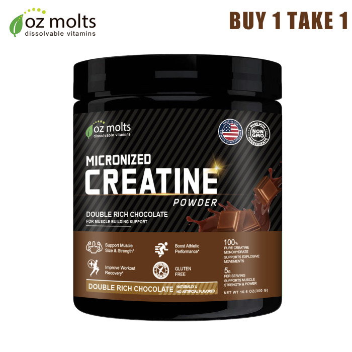 Ozmolts Creatine Monohydrate Powder Double Rich Chocolate Micronized Creatine Power for Muscle Building Support Workout Recovery and Strength Gain Booster Athlene Creatine Powder 300g