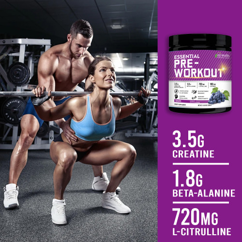 Ozmolts Pre-Workout Supplement with Creatine Monohydrate Increase Lean Muscle & Strength Pre Workout Energy Powder for Men & Women Sharpens Mental Focus Support Energy Sports Nutrition 300g Grape Flavor