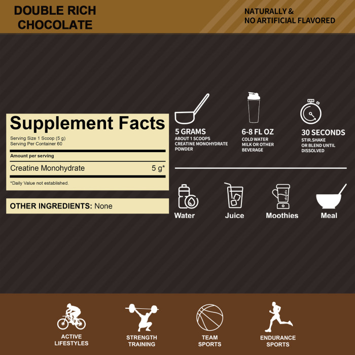 Ozmolts Creatine Monohydrate Powder Double Rich Chocolate Micronized Creatine Power for Muscle Building Support Workout Recovery and Strength Gain Booster Athlene Creatine Powder 300g