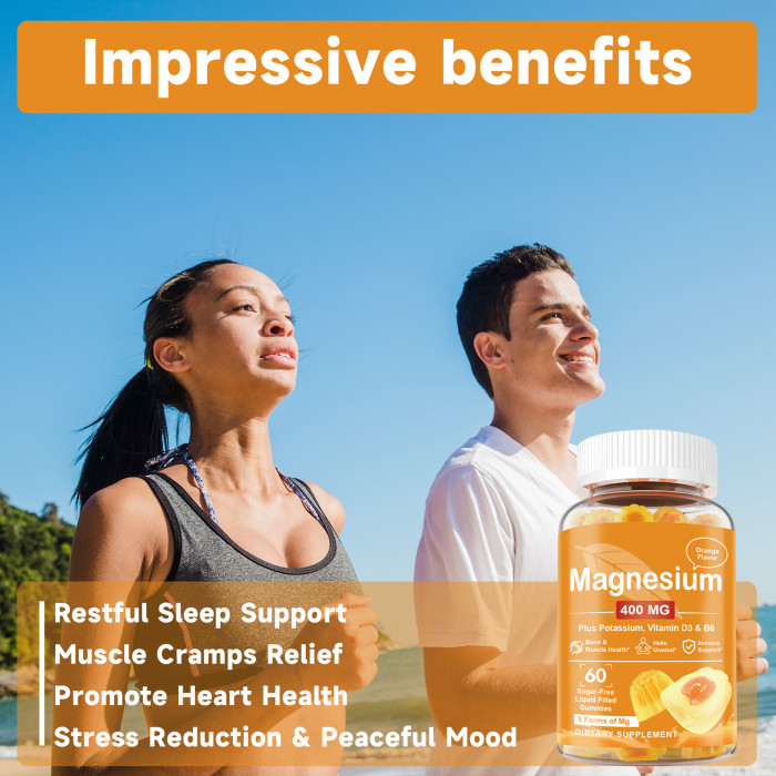 Ozmolts Magnesium Gummies Reduce Stress Magnesium Glycine Supplement  for Muscle Recovery Bones Strengthen Magnesium Gummy Sugar Free Liquid Filled Gummies