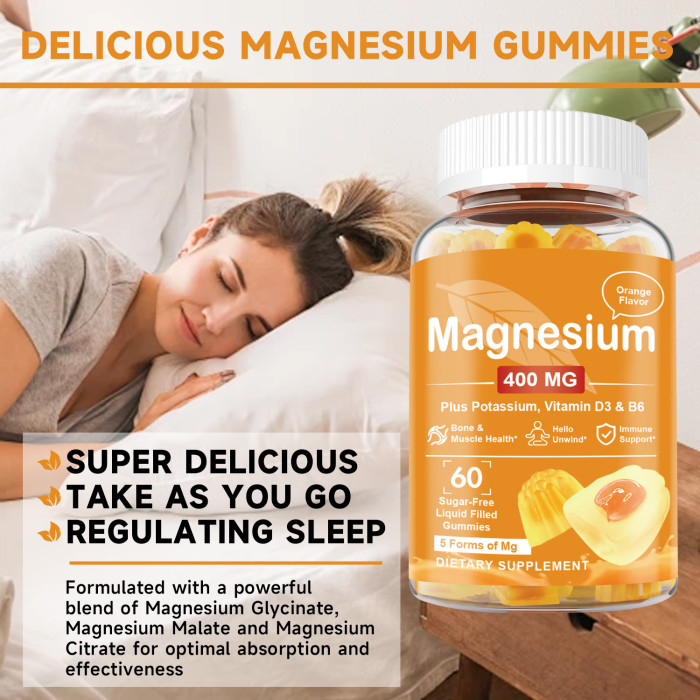 Ozmolts Magnesium Gummies Reduce Stress Magnesium Glycine Supplement  for Muscle Recovery Bones Strengthen Magnesium Gummy Sugar Free Liquid Filled Gummies