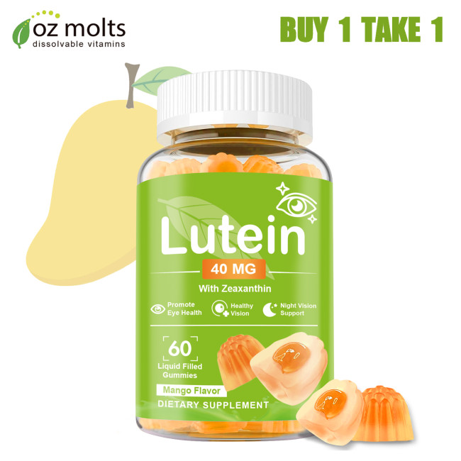 Ozmolts Lutein Eye Supplement Gummies Help Blue Light And UV Protection Antioxidant Supplement Protect Cardiovascular Health Mango Flavor 60 Gummies Vegan