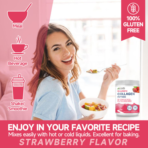 Ozmolts Collagen Powder Drink Strawberry Beauty Milk Collagen Peptides Powder Hydrolyzed Collagen Type 1 and 3 Powder Skin Whitening Collagen Glow Supplement  Anti Aging 20000 mg Collagen Drink 300g