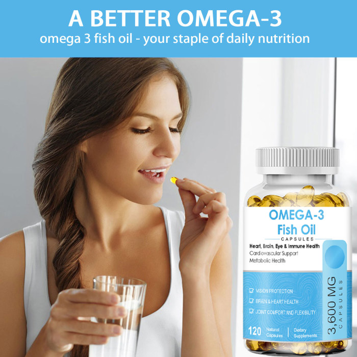 Ozmolts Fish Oil Supplement Omega 3 Fish Oil Capsule DHA & EPA Rich Supplement for Anti Aging Skin, Eyes, Heart, Brain, Immune System Support, 2160 mg Omega 3 3600 Mg Fish Oil Soft-gels 120 Capslues