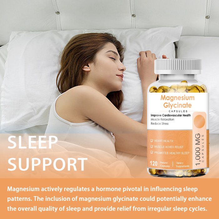 Ozmolts Magnesium Glycinate Capsule Soft Gel Sleep Aid Supplement Magnesium Capsules Heart and Bone Health Mineral Supplements for Women and Men Magnesium Oil Capsule 120pcs