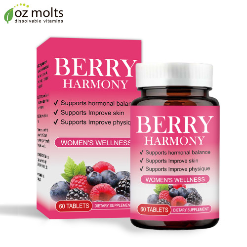 Ozmolts Berry Harmony Supplement for Hormone Balance Womens Wellness Berry Glow Skin Care Dietary Supplement Improved Women's Health 60 Tablets