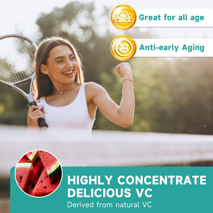 Ozmolts Vitamin C with Zinc Supplement Gummies Provide Skin Care Vitamin C Gummy with Ascorbic Acid Support Immune Health for Adult 60 Gummies Vegan NON-GMO Watermelon Flavor