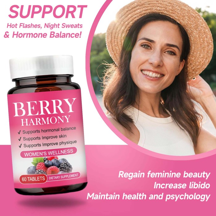 Ozmolts Berry Harmony Supplement for Hormone Balance Womens Wellness Berry Glow Skin Care Dietary Supplement Improved Women's Health 60 Tablets