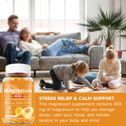 Ozmolts Magnesium Gummies Reduce Stress Magnesium Glycine Supplement  for Muscle Recovery Bones Strengthen Magnesium Gummy Sugar Free Liquid Filled Gummies
