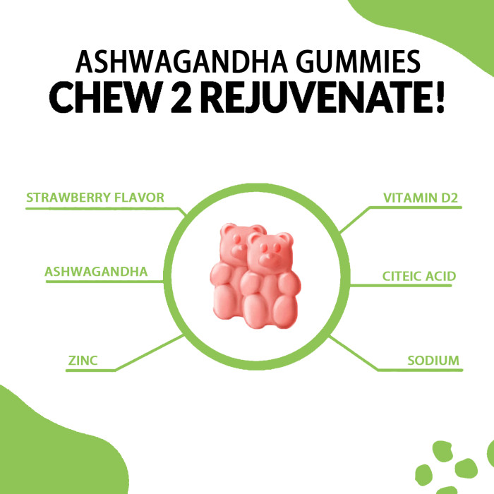 Softher Ashwagandha Gummies Relieve Fatigue Stress Anxiety Dietary Supplement Improve Mood and Sleep 60 Gummies/Bottle