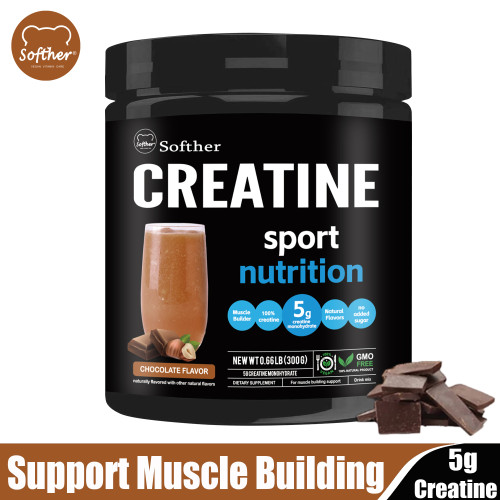 Softher Creatine Monohydrate Powder for Boost Exercise Performance and Energy Creatine Powder Muscle Recovery and Builder Muscle Workout Supplements for Men Women Chocolate 300g