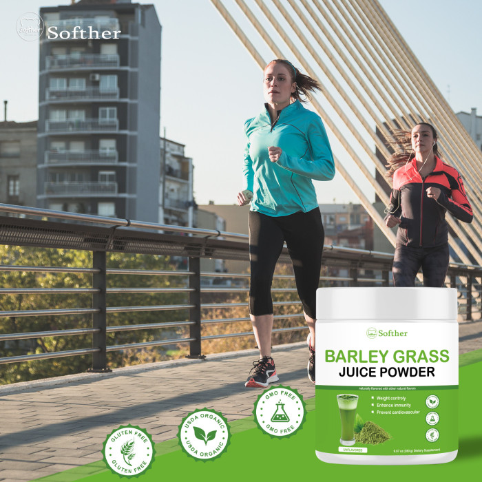 Softher Organic Barley Grass Juice Powder Weight Lose Body Detoxification Barley Grass Powder Original Prevent Cardiovascular Low Carb Slimming Drink Coconut Berry Flavor 280G