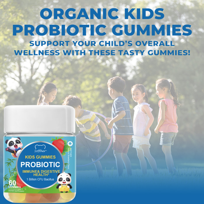 Softher Probiotics Gummies Kids Vitamin Promote Digestive Health & Immune System for Baby Vitamin Gummy 1Billion CFU Bacillus Probiotics Vitamin Support Optimize Nutrient Absorption Supplements
