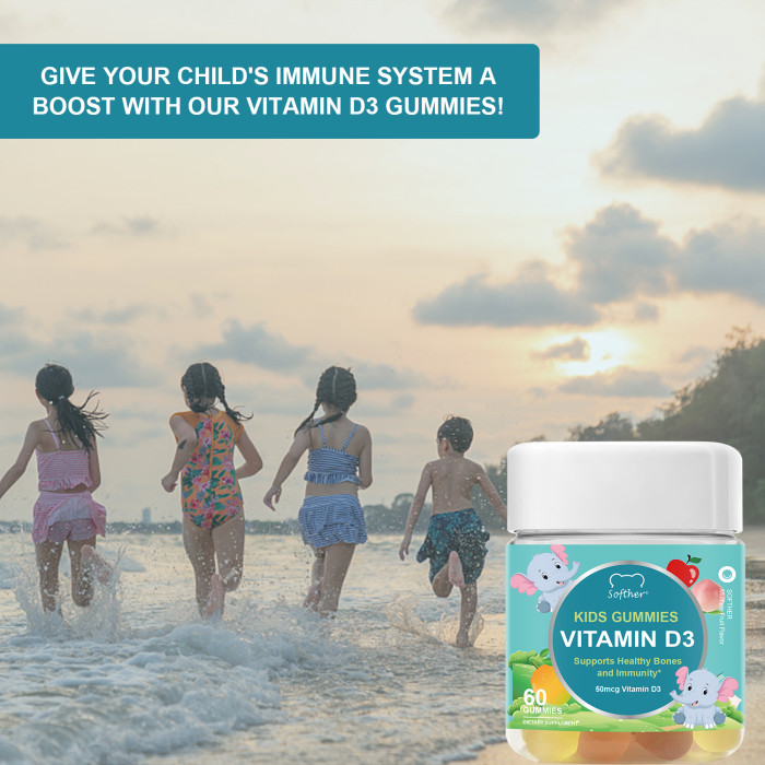 Softher Vitamin D3 Gummies Protect Immune System Promote the Bones Grown Gummy Supplement Absorption Kids Vitamin D3 Calcium Gummy Immune Health Vitamin Supplements