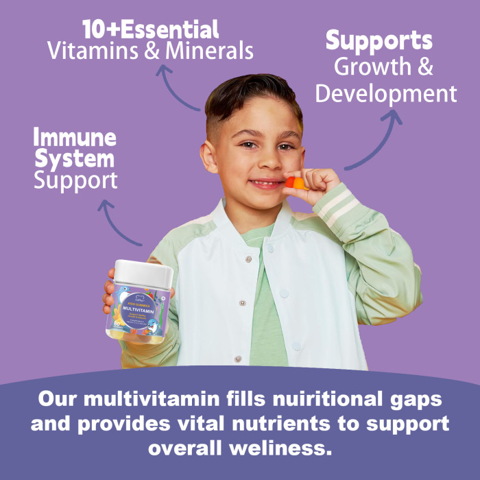 Softher Multivitamin Gummies for Kids Improve Malnutrition Increase Appetite Vitamin for Child Vitamin A, C, D, E Biotin Gummy Boosts Immune Helps Bone Health Multivitamin Gummy for Baby Supplement