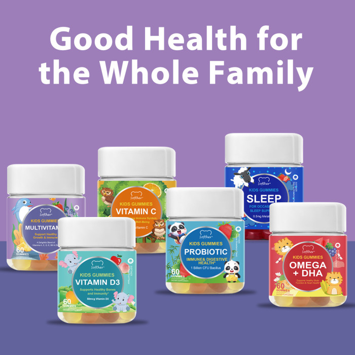 Softher Multivitamin Gummies for Kids Improve Malnutrition Increase Appetite Vitamin for Child Vitamin A, C, D, E Biotin Gummy Boosts Immune Helps Bone Health Multivitamin Gummy for Baby Supplement