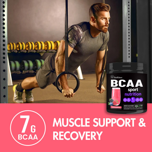 Softher BCAA Powder 2:1:1 Ratio Branched Chain Amino Acid Supplement for Less Fatigue and Muscle Recovery BCAA Supplement Powder Post Workout Drink Increase Energy Mixed Berries 300G